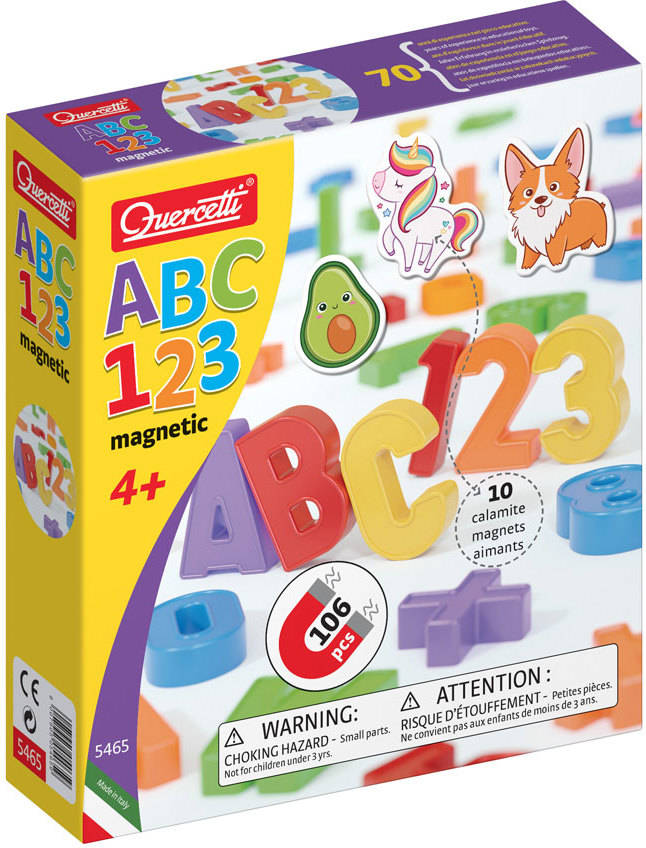 Juego Educativo QUERCETTI Magnetic Imanes ABC + 123 106 pz (Edad Mínima: 4 Años - 23 x 26 x 6 cm)