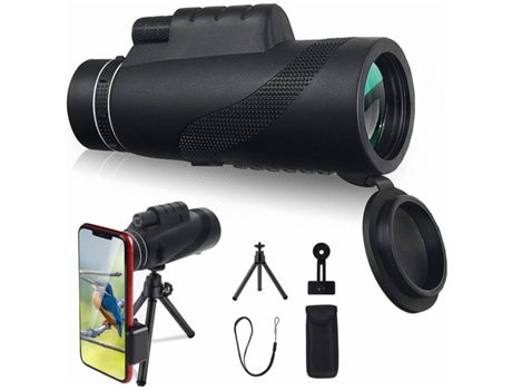 Telescopio Monocular 12X50 de Alta Potencia con Prisma Bak4, Impermeable, con Soporte para Smartphone - Negro