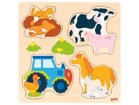 Puzzle GOKI Farm animals Rompecabezas de figuras 12 pieza(s) Granja