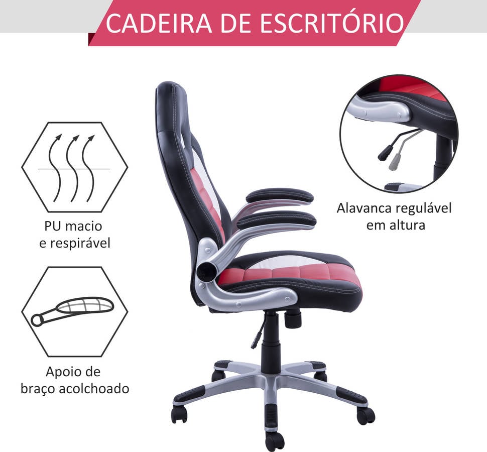 Silla de Oficina HOMCOM 921-285RD (Hasta 120 kg)