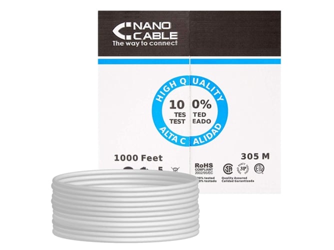 Nanocable Cable Ftp cat6 305m de red rj45 categoría 6 10.20.0904 305 rigido cat.6 awg24 305mts