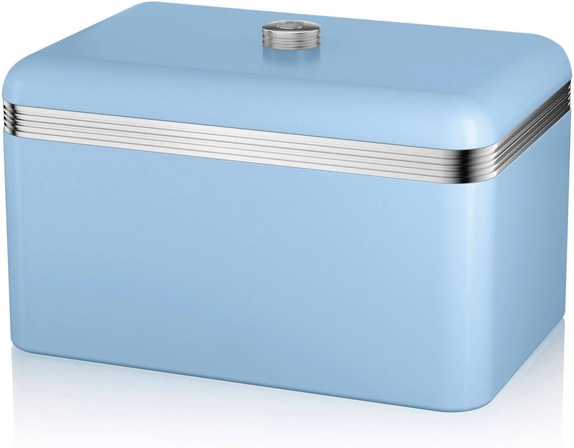 Panera Swan Swka1010bln 18 litros vintage diseño retro azul de mesa para guardar capacidad contenedor metal almacenamiento y bollería bread bin 226 253 235 18l