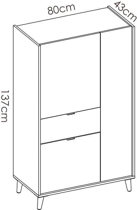 Armario Dkit Nova 03k5748665 multicolor melamina 137x81x43 cm rimobel vitrina tableros de naturalesmeraldagrisblanco 60