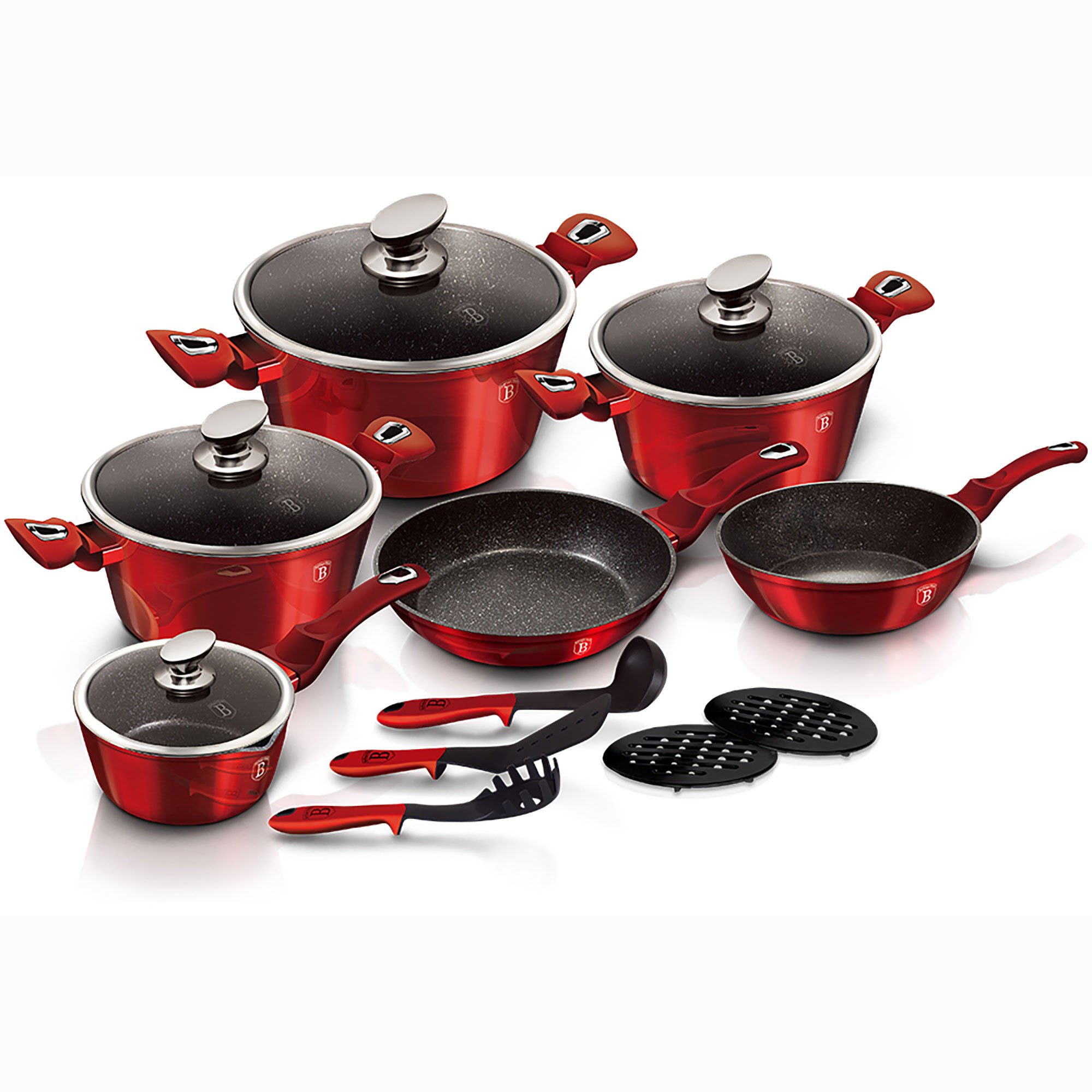 Baterías de Cocina BERLINGER HAUS (16-20-24-28 cm - Aluminio Forjado - Rojo)