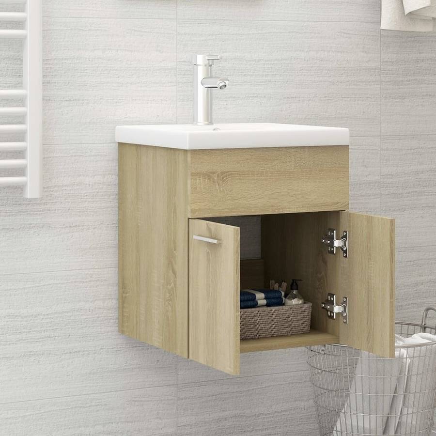 Mueble Con Lavabo aglomerado roble sonoma vidaxl armario empotrado madera 41x38.5x46 cm