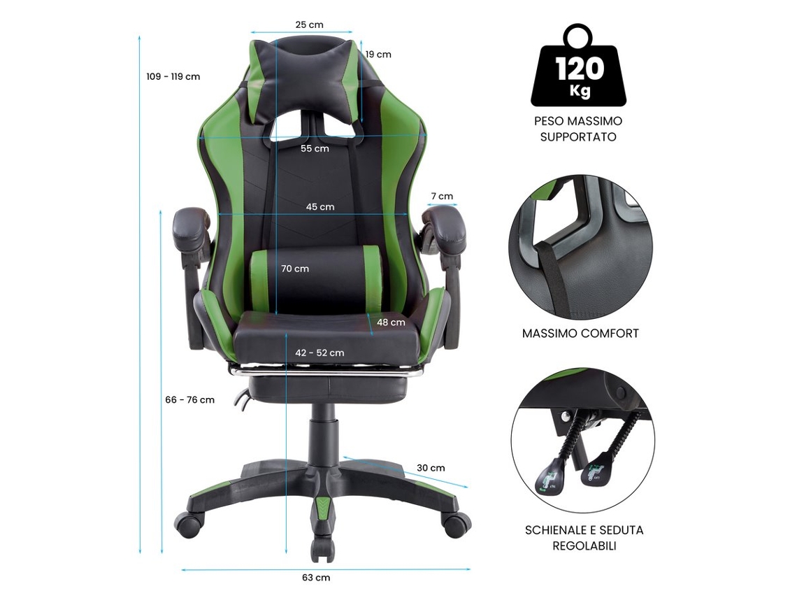 We Home - Silla de escritorio gaming racing con respaldo reclinable