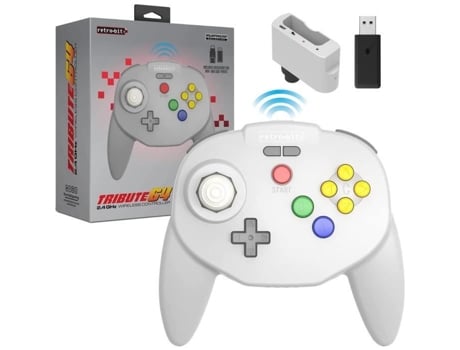 Mando para Nintendo 64/Switch/PC/Mac Gris Retro-Bit Tribute64 2.4Ghz Inalámbrico