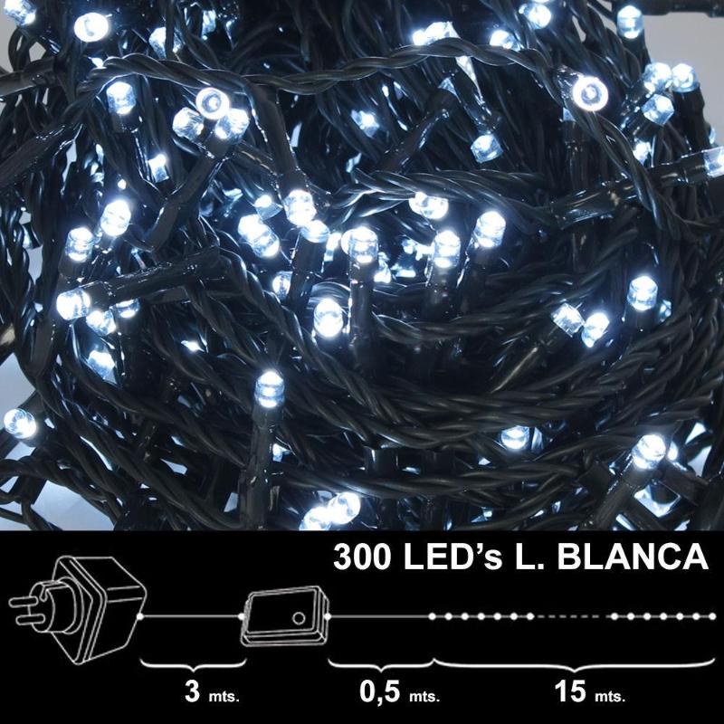 Luces navidad 300 leds luz blanca interior / exterior (ip44)