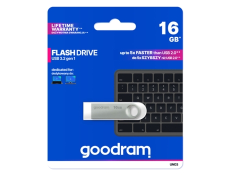 Memoria USB GOODRAM FLASHDRIVE (16 GB - Plateado)