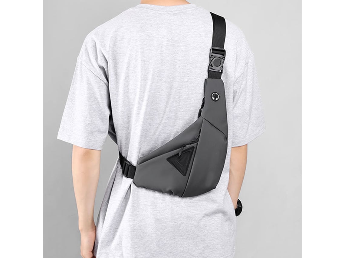 Mochila de pecho para hombre bolso de pecho de gran capacidad de viaje impermeable bolso de pecho diagonal de un solo hombro hombro derecho gris Worten.es