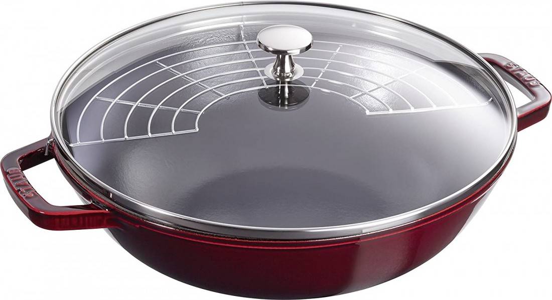 Staub Wok Grenadine 30cm de hierro fundido rojo 30x12