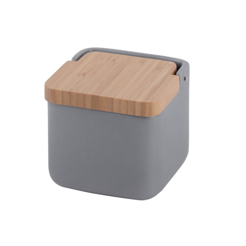 Salero de cocina con tapa bambú square - gris mate