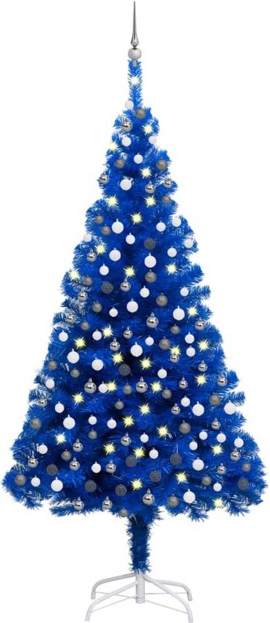 Árbol de Navidad VIDAXL con Luzes LED y Bolas (Azul - 12x24 cm)