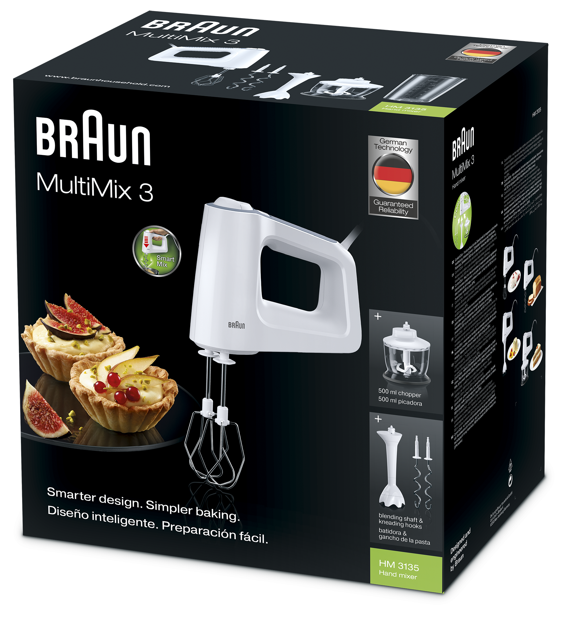 Batidora Amasadora + Accesorios BRAUN HM3135WH (500 W - Blanco)