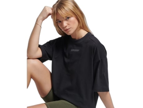 Camiseta para Mujer SUPERDRY (36 - Algodón - Negro)