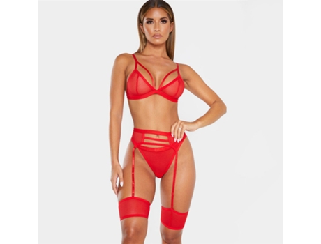 Conjunto De Lingerie PETHUEL corsé y tanga y liga QQFZ-C54-0511-6 Vermelho