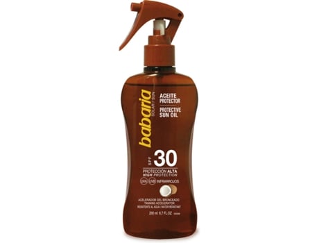 Protector Solar BABARIA Spray acelerador del bronceado en aceite seco Côco SPF 30 (200ml)