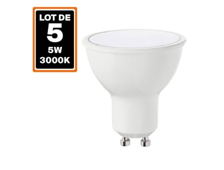 5 Bombillas LED 5W GU10 Blanco calido 3000K EUROPALAMP