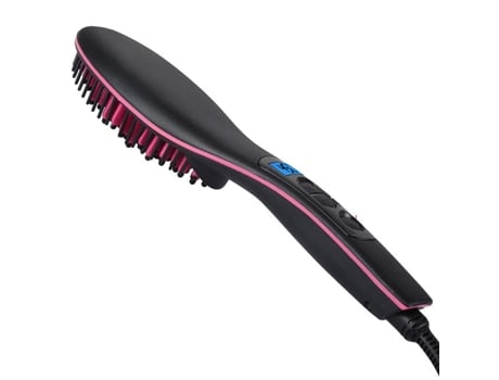 Cepillo para alisar el cabello de cerámica Peine eléctrico caliente para el cabello Calentador digital antiestático Plancha para el cabello [Negro ...