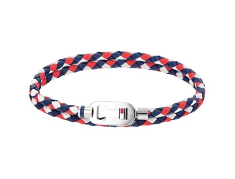 TOMMY HILFIGER Pulsera tricolor trenzada de cuero auténtico 2790387