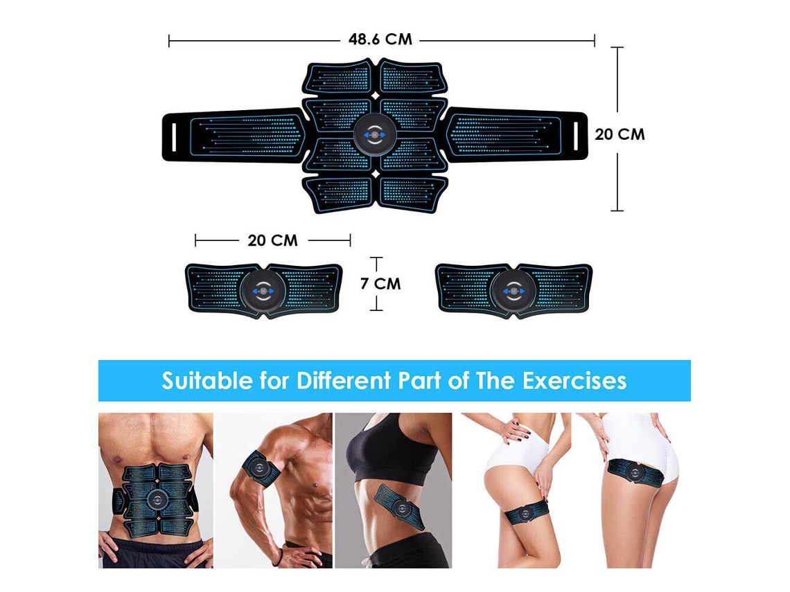 Estimulador muscular EMS, estimulador ABS, cinturón de tonificación  abdominal, equipo de entrenamiento de fitness para oficina en casa para  abdomen