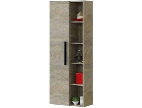 Columna De Baño suspendida 1 puerta estantes modelo athena acabado en color roble alaska medidas 51 cm ancho 135 alto 25 fondo mueble 51x135x25