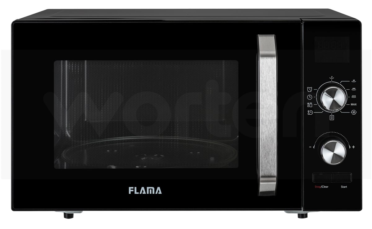 Flama Microondas Negro 1837fl 800w capacidad 23l 9 programas control digital interior antiadherente descongelación temporizador 95 23 1837l