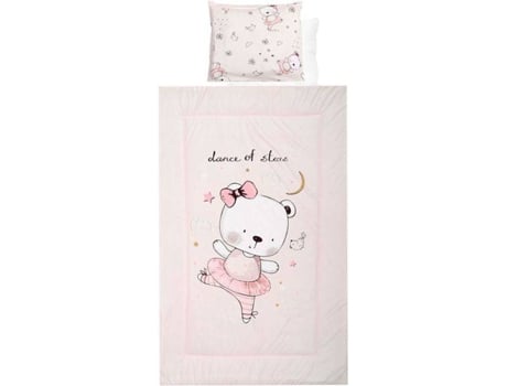 Juego de Cama LORELLI Ranforce Pink Ballerina Bear (4 Piezas)