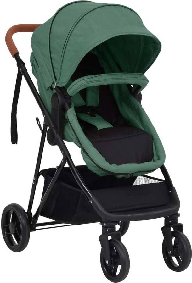 Carrito de Bebé Duo VIDAXL 2 en 1 de Acero Verde y Negro