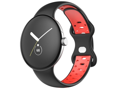 Correa Google Pixel Watch silicona Bicolor Flexible Negro y Rojo AVIZAR