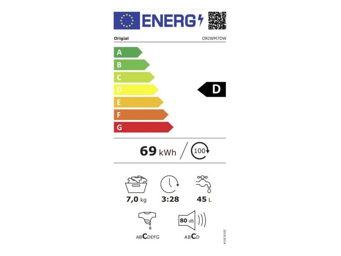 Origial ORIWM7DW Prowash Lavadora Carga Frontal 7Kg D Blanca