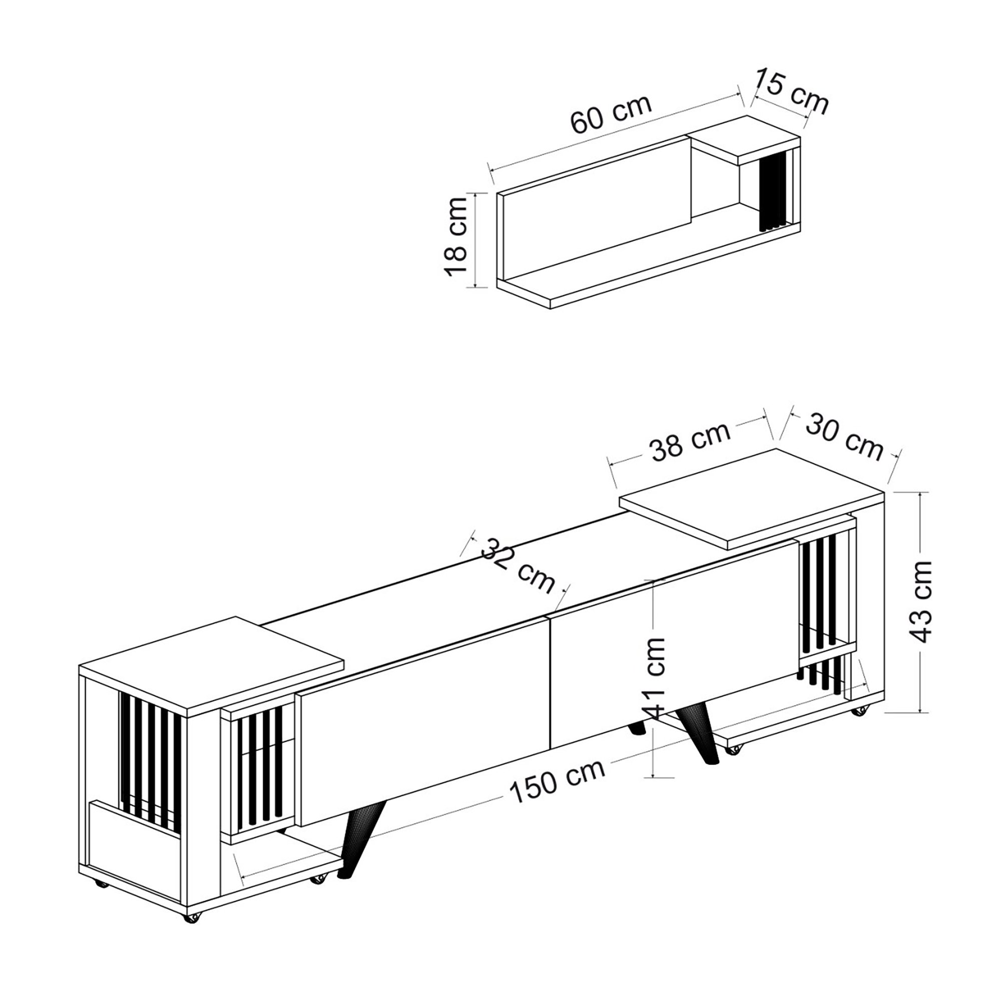 Mueble de TV [EN.CASA] (Aglomerado - Blanco - 41 x 150 x 32 cm)