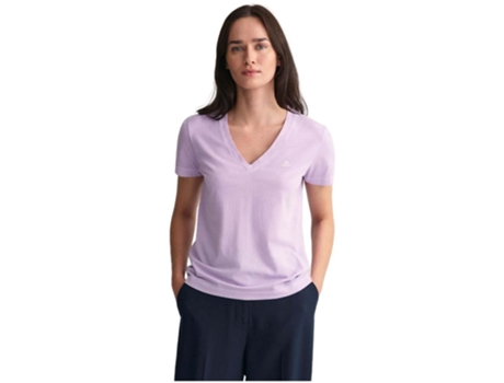 Camiseta de Mujer GANT Corta Sunfaded Vneck Morado (S)