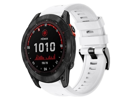 Correa para Garmin Fenix 7X Solar Hebilla de metal Correa de reloj de silicona de color sólido Blanco VENISYMLIS