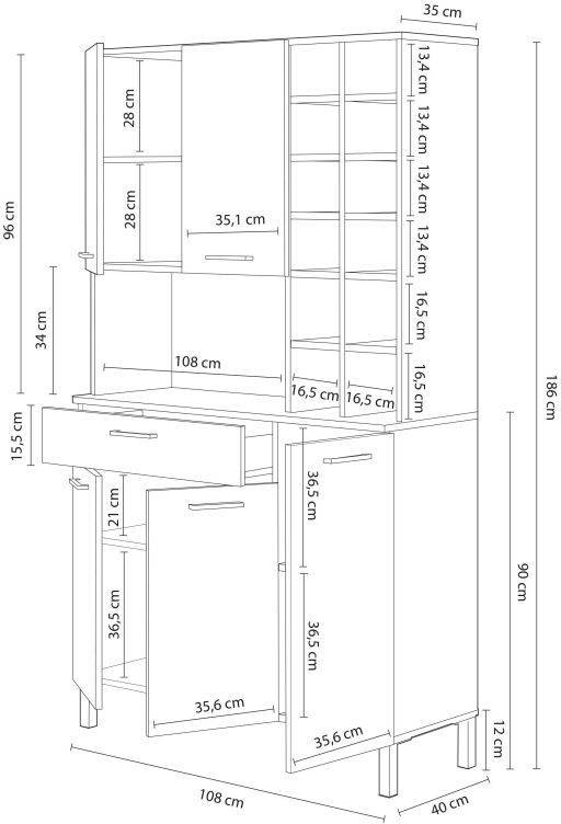 Armário HABITDESIGN Blanco Artik - Canadian (Melamina, PVC - 108 x 186 x 40 cm)