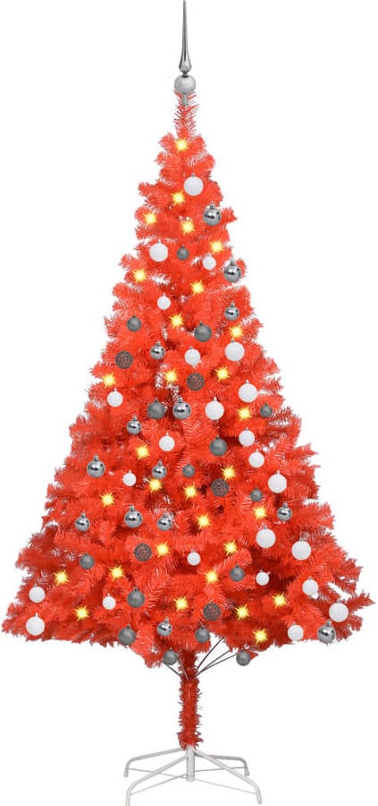 Árbol de Navidad VIDAXL con Luzes LED y Bolas (Rojo - 93x18 cm)