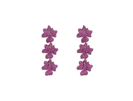 Pendientes Triple Gota Flor de Jazmín Oro LATELITA Rosado Rubí