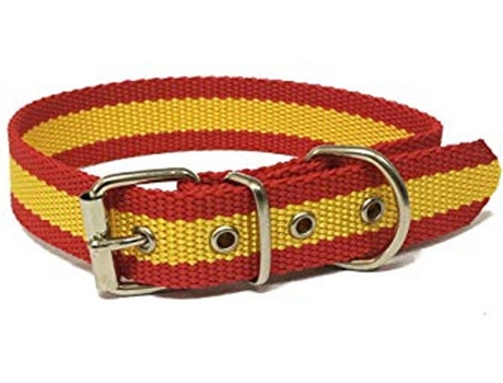 Collar para Perros GLOBAL Bandera de España (Rojo - 40cm - Nylon - M - Porte Medio)