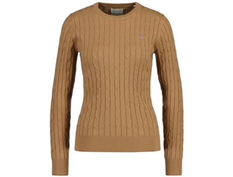 Camiseta de Mujer GANT Stretch Cable Knit Crew Marrón (L)