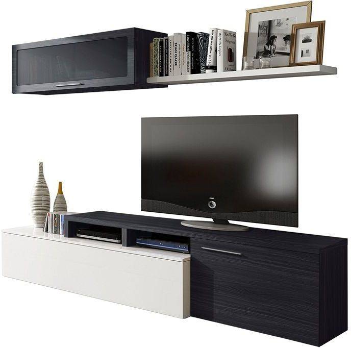 Mueble de TV HABITDESIGN Adriano  (Blanco - Gris Ceniza - Madera - 200 x 41 x 44 cm)