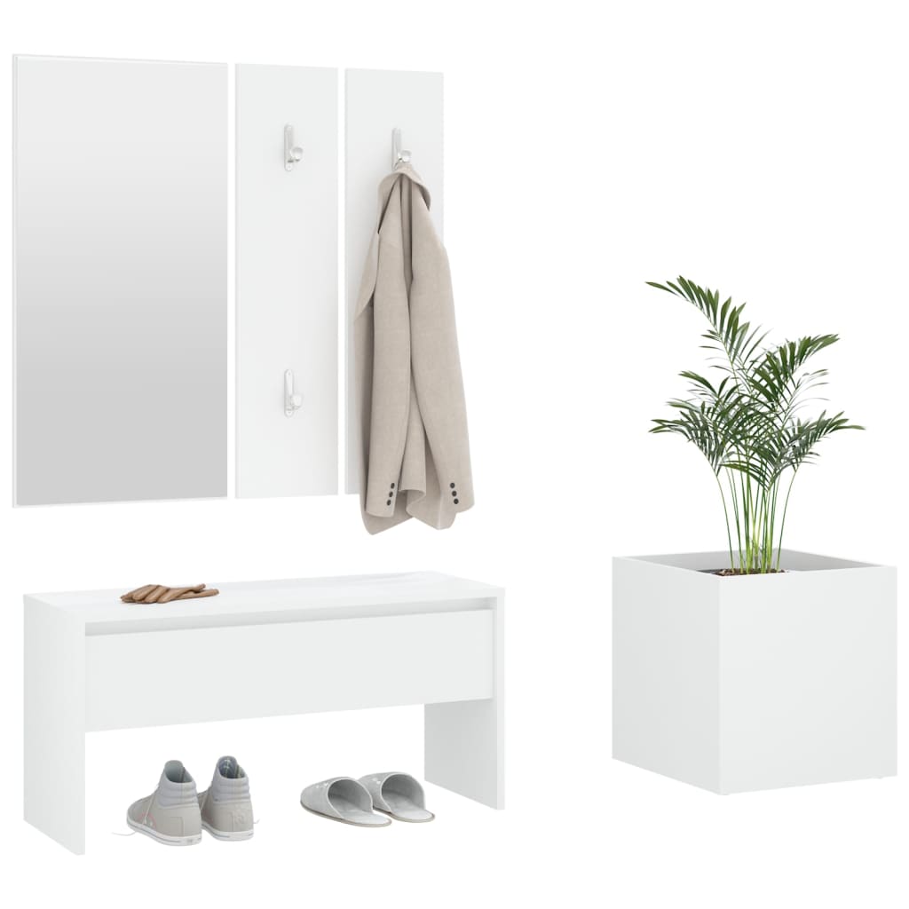 Conjunto de Muebles de Pasillo VIDAXL (Blanco - Madera - 80 x 30.5 x 40 cm)