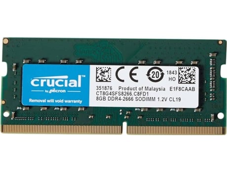 Memória RAM DDR4 CRUCIAL 8 GB (2666 MHz - CL 19 - Verde)