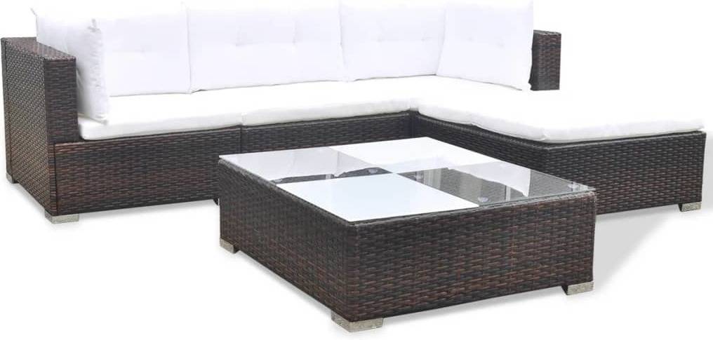 Set Muebles De vidaxl 5 piezas y cojines modelo 1 conjunto juego comedor exterior mesa sillas patio porche terraz 14 poli 41871 74x74x26