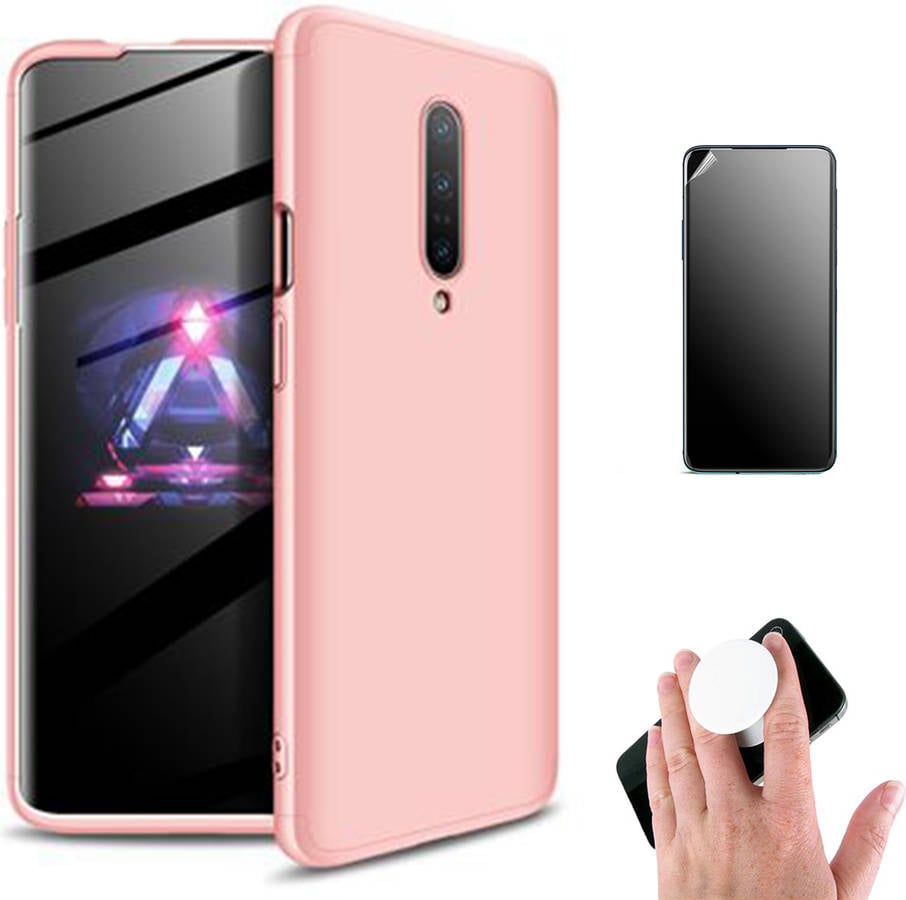 Kit Carcasa Y Protector Oneplus 7 Pro Antiimpacto Ultimatte Slim Armor 360º Y Popsocket Rosa