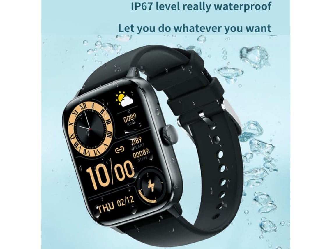 Smartwatch Reloj de glucosa en sangre con asistente de voz de aluminio  (negro)