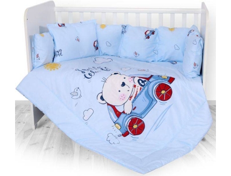 Juego de Textil de Cama Rejillas LORELLI LILY Ranforce Brar & Car Blue (5 Piezas)