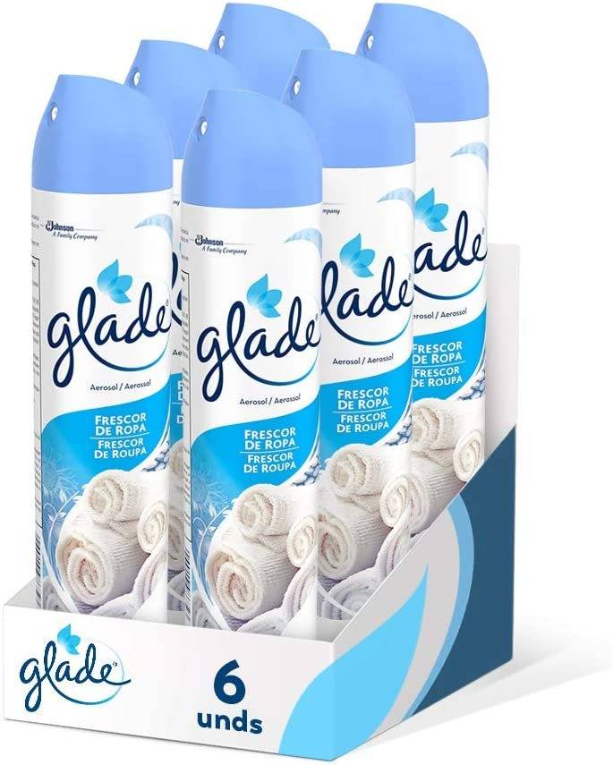 Glade Aerosol Ambientador spray contra malos olores esencia para casa y baño fragancia frescor de ropa pack 6 unidades en 300