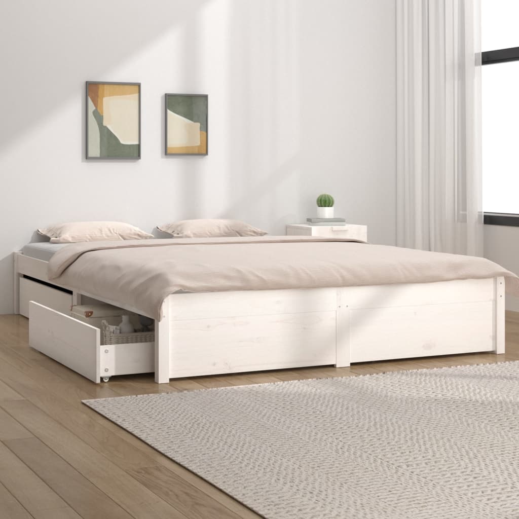 Maison Exclusive Estructura de cama madera maciza blanco 150x200