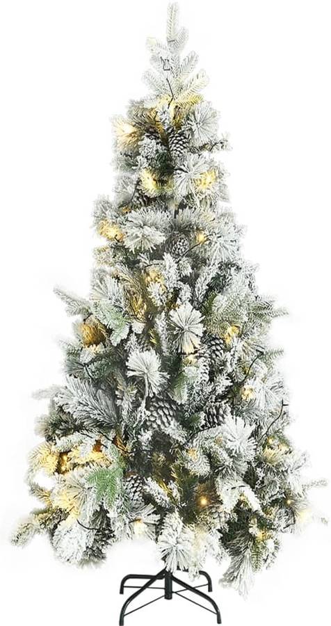 Árbol de Navidad VIDAXL con Nieve, LED y Piñas (Verde - 110x225 cm)