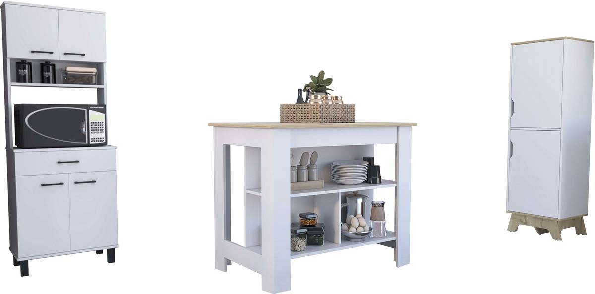 Conjunto de Armarios de Cocina TUHOME Línea Z (Blanco - Aglomerado - 160x103x70 cm)